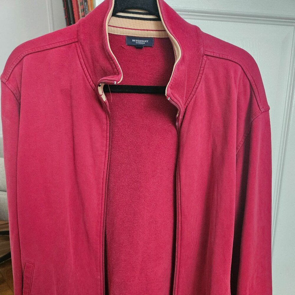 Burberry Red/ Long Sleeve/ Full Zip/ Sweater‎ Jacket - Size S
